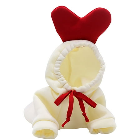 Denbek Dog Sweater Warm Dog Winter Clothes Cute Fruit Dog Coat Hoodies Fleece Pet Dogs Costume Jacket for French Bulldog Chihuahua White-L