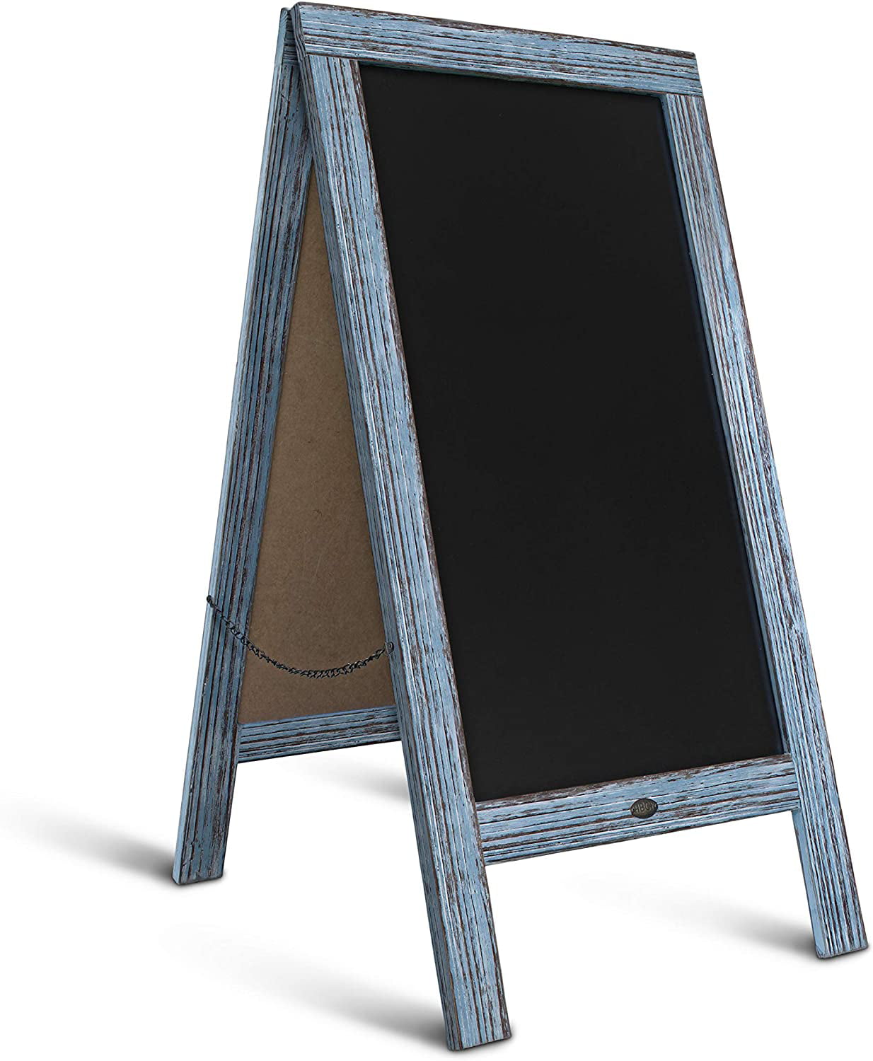 Rustic Vintage Blue A-Frame Chalkboard/Sidewalk Chalkboard Sign/Large 40 x 20 Sturdy Sandwich Board/A Frame Restaurant Message Board/Freestanding Wooden Menu Display Sign 