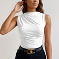 thumbnail image 2 of Landzoo Shirt For Women Solid Color Sleeveless Crew Neck Tees Summer Breathable Women T-Shirt Size M White, 2 of 6