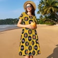 thumbnail image 4 of Fotbe Retro Vinyl Records Vestido Largo de Moda para Mujer, Vestido Tipo Camiseta con Manga Corta y Estilo Casual a Rayas y Bloques de Color, 4 of 6