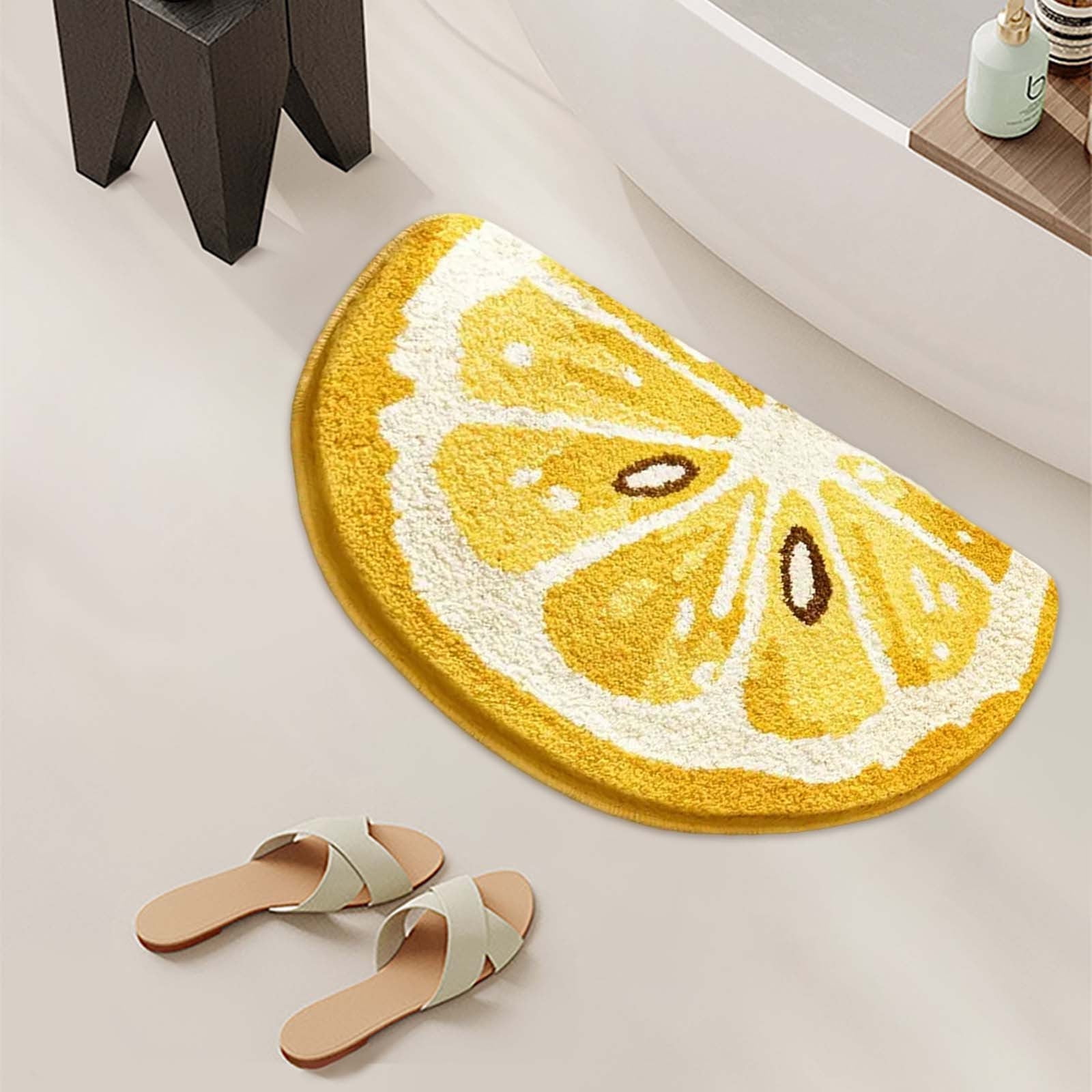Nilvkv Lemon Bath Mat Fruit Bathroom Rugs for Living Room and Bedroom, Non Slip Small Washable Rug Lemon Bathroom Decor (15.75x23.62in)