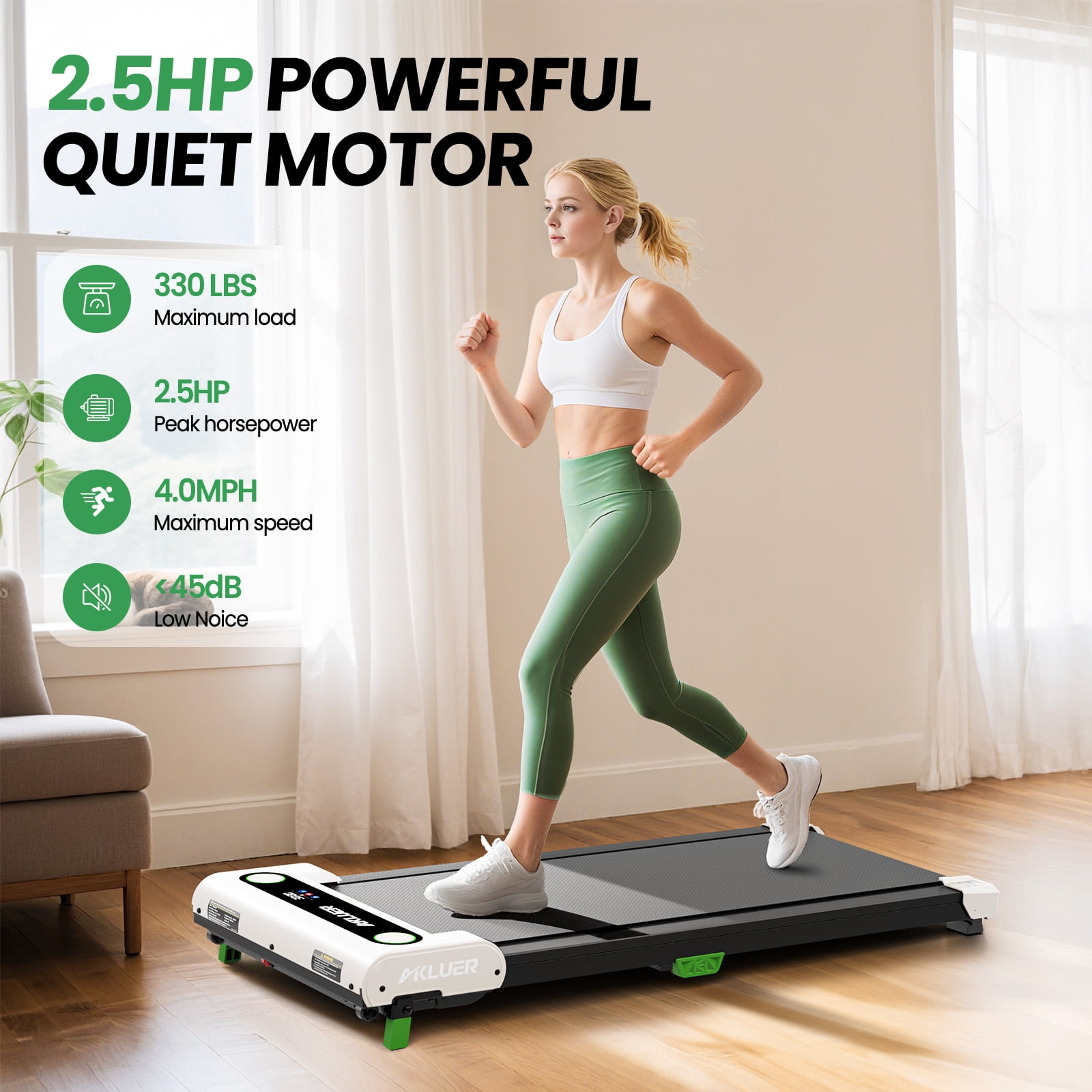 Incline Treadmills for Home, 2.5 HP Walking Pad Under Desk Treadmill with Remote Control