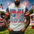 thumbnail image 4 of Homeyce Men's Independence Day Golf Shirts 250 Years Of Liberty Short Sleeve Polo Shirts Usa Flag Print 4th Of July Polo Shirt Buttoned Patriotic Outfit,Gray S, 4 of 4