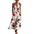 thumbnail image 3 of VBVC Women's Floral V-Neck Sleeveless Maxi Dress,Button Detail Loose Flowy Dress For Women,Ladies' Casual Patriotic Summer Sundress with Pockets,Multicolor,S-3XL, 3 of 8