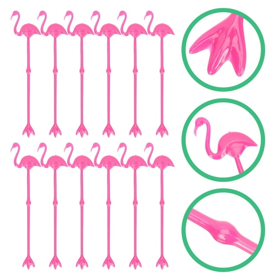 HOMEMAXS Rosy Flamingo Shaped Cocktail Stirring Sticks for Bar Made of Safe Plastic 12 Pieces