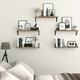thumbnail image 3 of Wallniture Ponza 24" Wall Mounted Rustic Floating Shelf with Brackets for Kitchen Living Room Bedroom, Natural Burned, Set of 5, 3 of 7