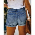 thumbnail image 5 of ONLYSHE Stretchy Hot Pants Distressed Denim Shorts Frayed Hem with Pockets Blue M, 5 of 6
