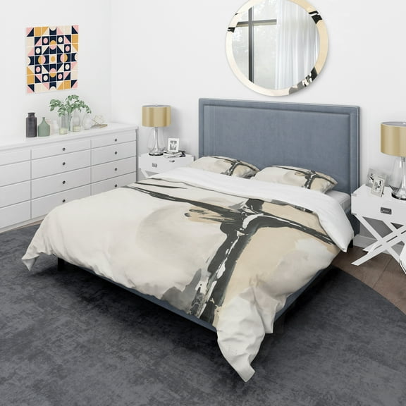 Designart 'Creamy Tan Form I' Glam Duvet Cover Set