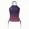 thumbnail image 7 of HCNTES Women's Tankini Top Swimsuit Tummy Control Swim Top Only High Neck Halter Tie Drawstring Bathing Suit Top Purple,M, 7 of 7