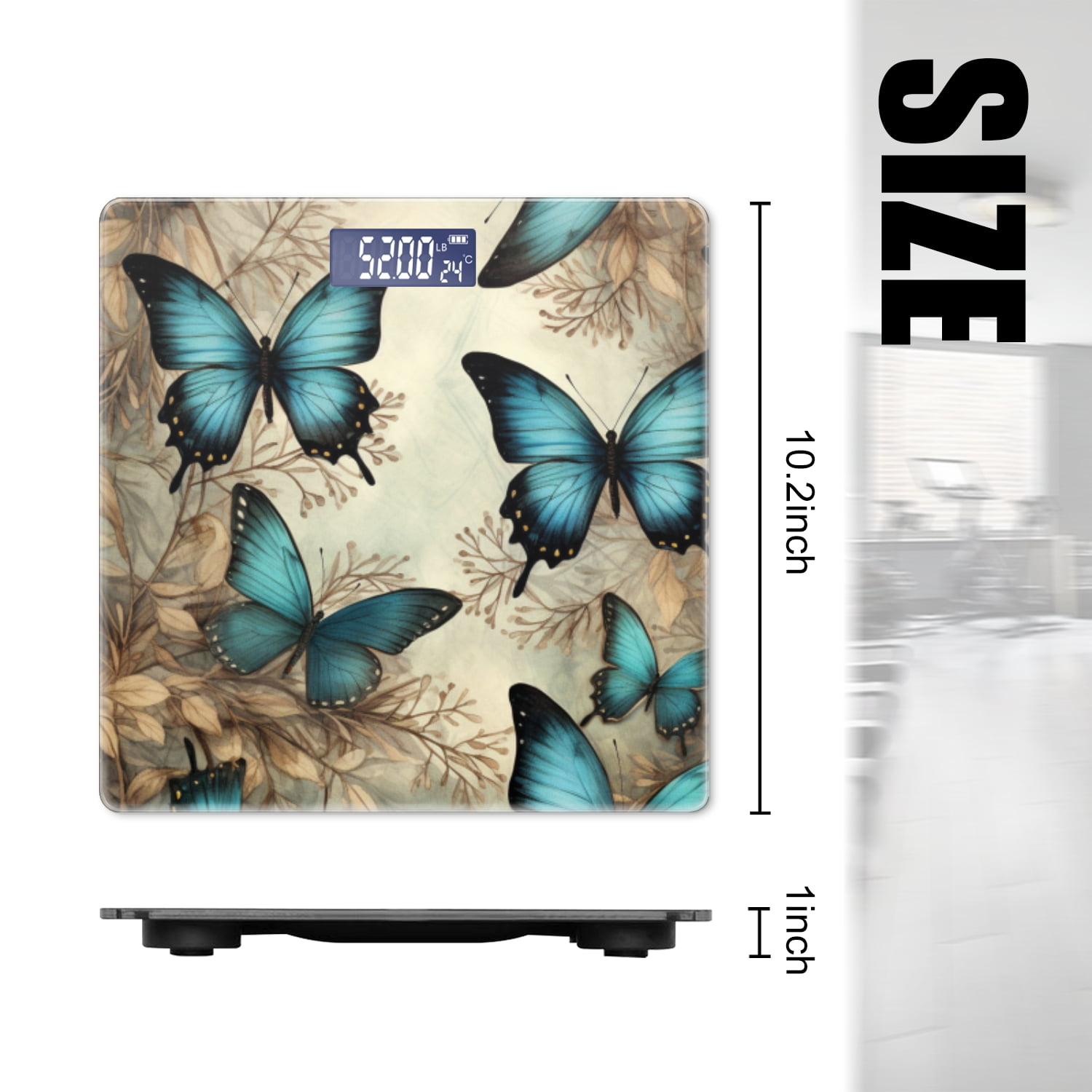 Bathroom Scale, Highly Accurate Digital Body Scale,Precisely Measures Weight up to 400 lbs-Beautiful Blue Butterflies Flying In The Forest
