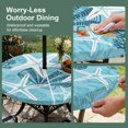 thumbnail image 5 of Round Outdoor Tablecloth with Umbrella Hole and Zipper, Slate Blue Starfish Tablecloth with Elastic Waterproof, Coral Shell Ocean Vintage Coastal Patio Table Covers for 36" - 44" Picnic Pool Tables, 5 of 9