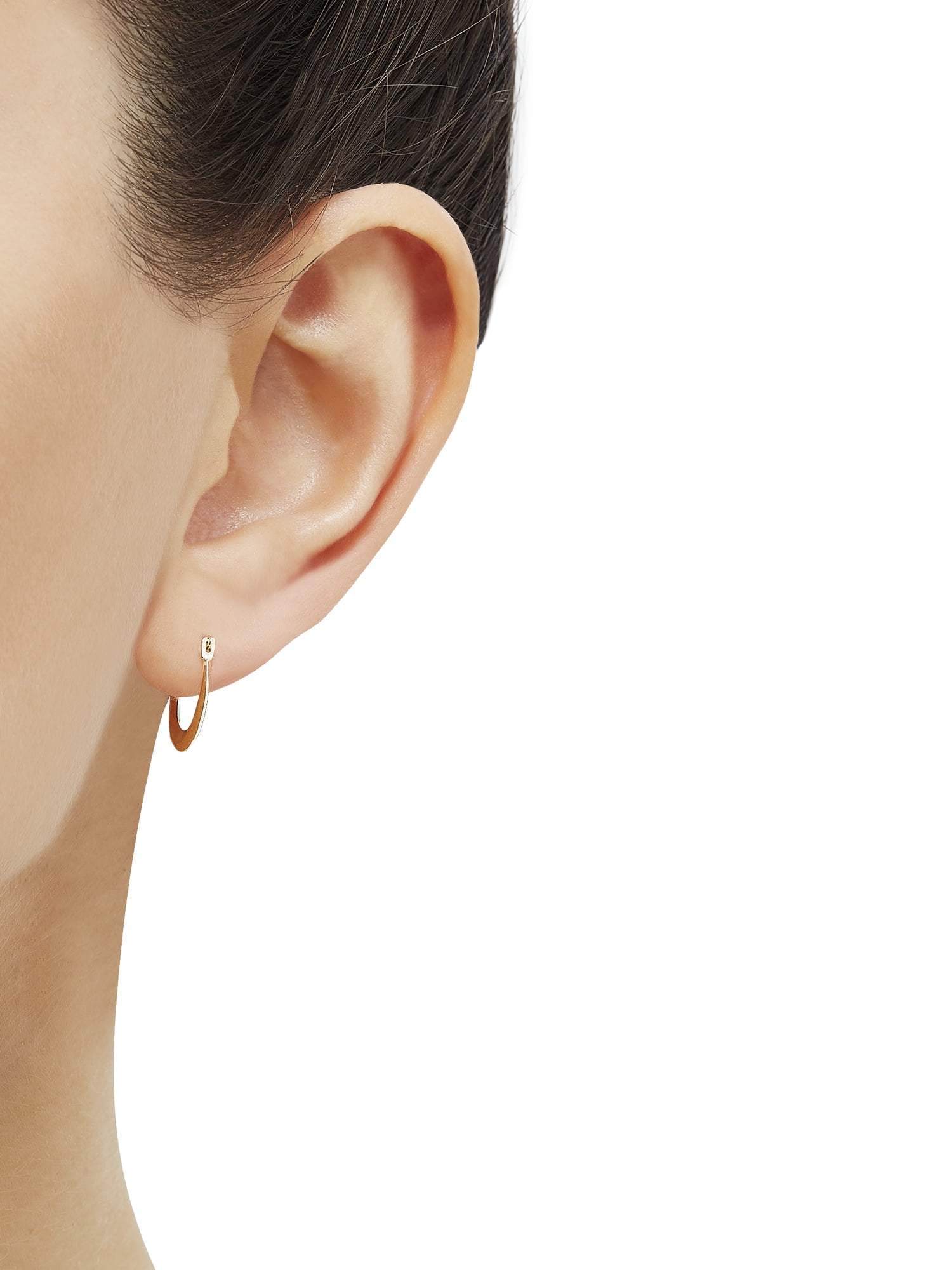 Brilliance Fine Jewelry 10K Yellow Gold Small Plain Hollow Oval Hoops Earrings