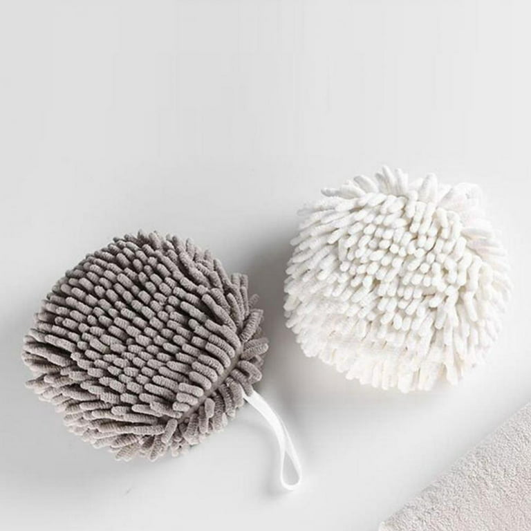 1Pc Chenille Hanging Hand Towel Ball Soft Absorbent Microfiber Hand Towels  Plush Quick-Drying Hanging Hand Towel Ball with Hanging Loops for Bathroom  Kitchen, Gray