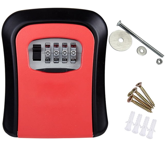SPRING Boîte de Rangement à Combinaison à Mot de Passe à 4 Chiffres pour Clés de Maison, Usage Extérieur, Rouge