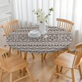 thumbnail image 3 of Elastic Edge Boho Chic Tablecloth with Floral Print - Round Table Cover for Kitchen Dining - Fits 52 to 56 Inch, 3 of 7