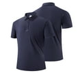 thumbnail image 3 of lcziwo Mens Lightweight Polos Shirts Moisture Wicking Quick-Dry Workout Tops Solid Color Casual Collared Golf Shirt Slim Fit Summer Tees Dark Blue L, 3 of 9