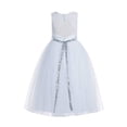 thumbnail image 2 of Ekidsbridal White Scoop Neck A-Line Keyhole Back Floral Lace Formal Flower Girl Dress Dance Recital Ballroom Gown 178 12, 2 of 3