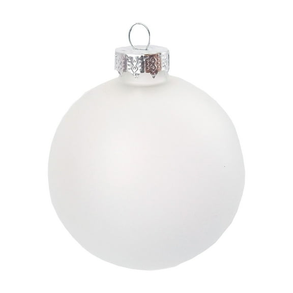 Whitehurst Large Matte Finish Glass Christmas Ball Ornaments - 6" (150mm) - Snow White -2ct