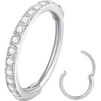Bavsenic 20G Clear CZ Nose Ring Hoop 316L Surgical Steel Silver Septum Ring Piercing for Women Men