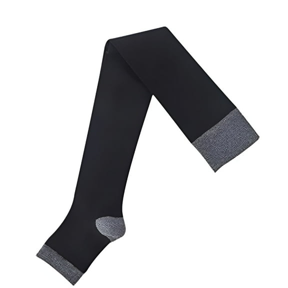 XIRQI Open Toe Compression Socks for Women Knee High Breathable Toeless Cotton Stockings for Circulation Support