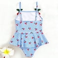 thumbnail image 2 of Guluxicc Girls One Piece Swimsuit Spaghetti Strap Ruffle Swimwear Cute Gingham Cherry Print Bathing Suit, 2 of 8