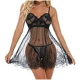 thumbnail image 3 of DISKEBUISS Babydoll Underwear for Women Floral Snap Crotch Teddy Chemise Nightie Lace Nightgown Black L, 3 of 8