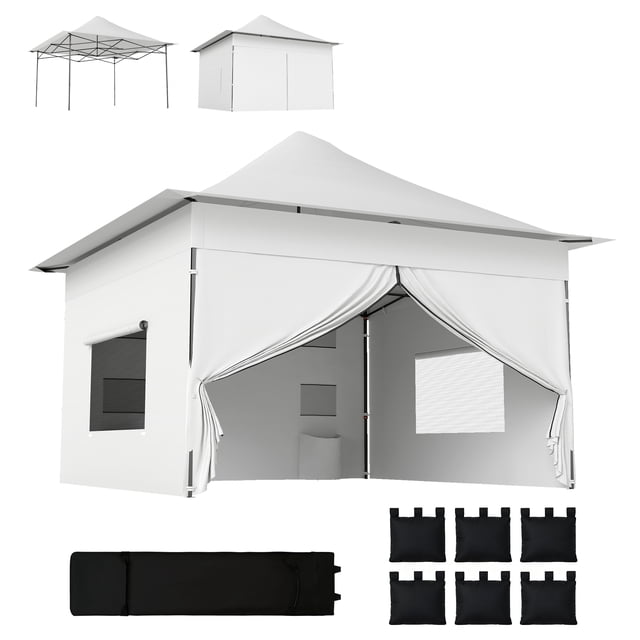 Outsunny 12 x 12 ft Pop Up Canopy Tent, UPF50+ 420D Instant Shelter, Silver