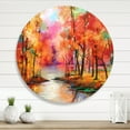 thumbnail image 2 of Designart 'The Lake In Autumn By Colorful Autumn Trees' Modern Circle Metal Wall Art 11x11 - Disc of 11, 2 of 5