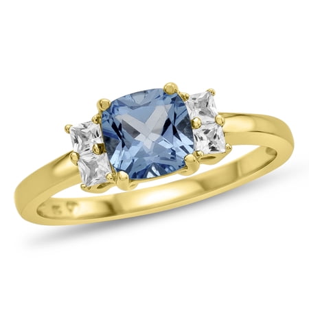 FJC Finejewelers 6x6mm Cushion-Cut Swiss Blue Topaz and White Topaz Ring