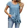 thumbnail image 1 of Camisetas con estampado de cuello redondo para mujer Elegantes camisetas informales de primavera y verano con cuello en V y manga Ruck Blusa Tops Camisa de manga corta OAVQHLG3B Store  lin121212, 1 of 5
