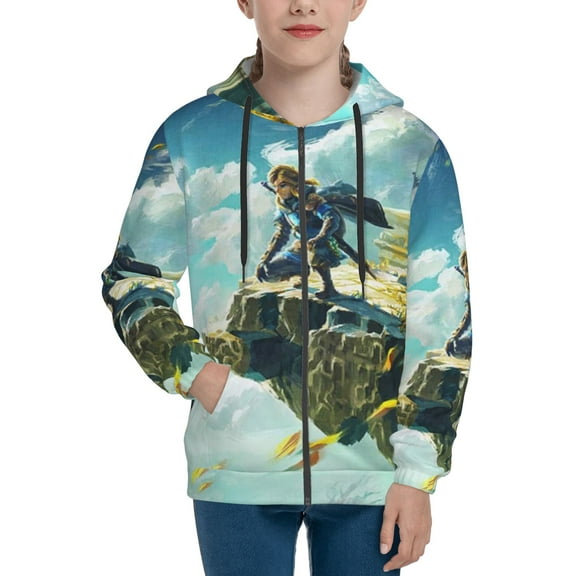 The Legend Of Zelda Teens Boys Girls Zip Up Hoodies 3d Print Long Sleeve Hooded Sweatshirt Jacket With Pocket Small