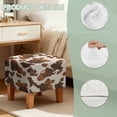 thumbnail image 7 of SCRAWLGOD Fur Cow Print Brown Beige Footstool Slipcover, Thick Footrest Sofa Slipcover Anti Slip Square Covers for Ottoman with Stretch Bottom, 7 of 7
