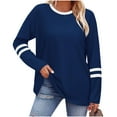 thumbnail image 2 of CLOISE Womens Business Casual Tops Crew Neck Shirt Solid Color Long Sleeve Pullover Casual Fall Winter Clothes Dark Blue, 2 of 8