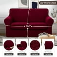 thumbnail image 5 of U-NICE HOME 3 Pieces Stretch Loveseat Cover Couch Cover Sofa Cover Washable Sofa Slipcover With Individual Seat Cushion for 2 Cushion Couch Sofa Pet Friendly, Burgundy, 5 of 7
