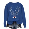 thumbnail image 4 of Aobny Christmas Womens Casual Tops Long Sleeve Crew Neck Blue Sweatshirts Pullover Holiday Hoodie Low Cut Tops for Women,M, 4 of 5