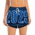 thumbnail image 4 of Lsque 2025 Happy New Year 5 Printed Women's Running Shorts with Liner Pockets,Elastic Quick Dry Workout Athletic Gym Yoga Shorts,Womens High Waist Shorts-XX-Large, 4 of 9