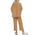 thumbnail image 4 of LANGWYQU Women 2 Pieces Sets Loose Batwing Sleeve Tops & Wide Leg Pants, 4 of 5
