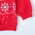 thumbnail image 5 of HILEELANGKids Christmas Sweatshirt, Cotton Pullover Top with Reindeer and Tree Print, Unisex Holiday Long Sleeve Shirt for Toddler Boys Girls 6Years (Red Snowflake Pattern), 5 of 8