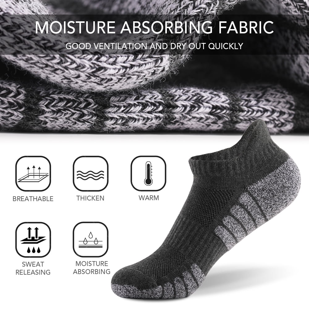 6 Pairs Sports Ankle Socks Athletic Low-cut Socks Thick Knit Autumn Winter Socks Fitness Breathable Quick Dry Socks Wear-resistant Warm Socks Lightweight -skid No-Show Socks For Marathon R