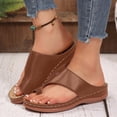 thumbnail image 2 of Pandaie Summer Flat Sandals for Women Comfortable Walking Dressy Slides 2026 Ladies Orthopedic Toe Ring Casual Flip Flops Indoor Outdoor Brown Size 7, 2 of 7