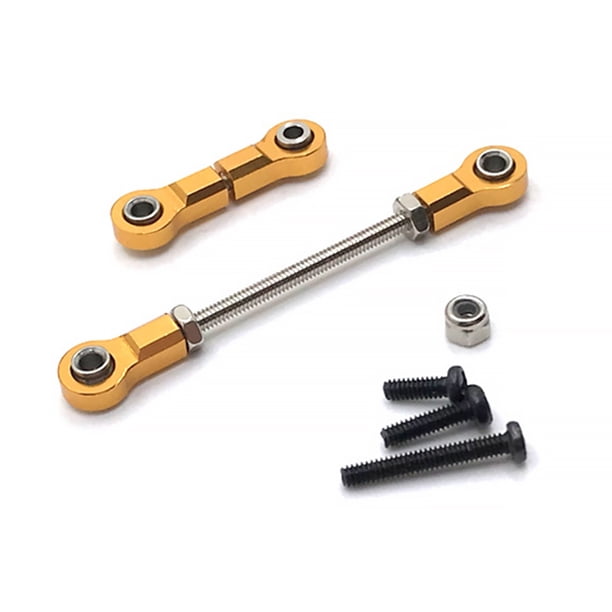 Ounissouiy 1/28 RC Car Servo Link Rod Juego de varillas de conexión de dirección Suministros Azul Kits de construcción modelo Oro