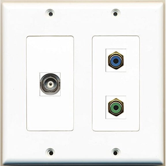 RiteAV - 1 Port RCA Green 1 Port RCA Blue 1 Port BNC - 2 Gang Wall Plate