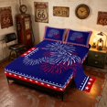 thumbnail image 2 of Manfei Stars Fireworks Bed Sheets, Independence Day Full Size Sheets, Red White Blue, Navy Reversible 4-Piece (1 Flat Sheet, 1 Fitted Sheet and 2 Pillowcases), 2 of 6