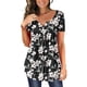 thumbnail image 2 of Gibobby Camiseta de Manga Corta con Cuello en V Verano mujer manga corta cuello en V estampado Floral botones Up camisetas Tops túnica Casual blusas camiseta(Negro,G), 2 of 5
