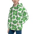 thumbnail image 2 of Haiem Green Leaves Pattern Boys Hoodie, Youth Pullover Hooded Sweatshirt, Kangaroo Pocket Hoodie for Kids Girls -Large, 2 of 6