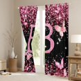 thumbnail image 3 of Manfei Lovely Initial Sequin Print B Kitchen Curtains,Pretty Butterfly Black Out Curtains Pack of 2 (42x63 Each),Pink, 3 of 7