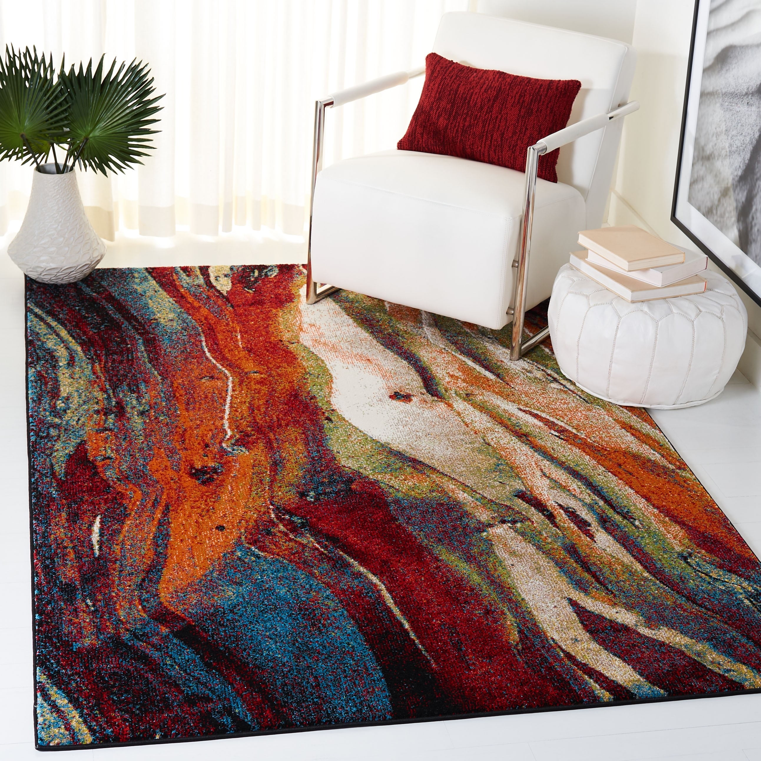 Safavieh Glacier Bree Modern Abstract Rug Red/Green 4' x 6' 4' x 6