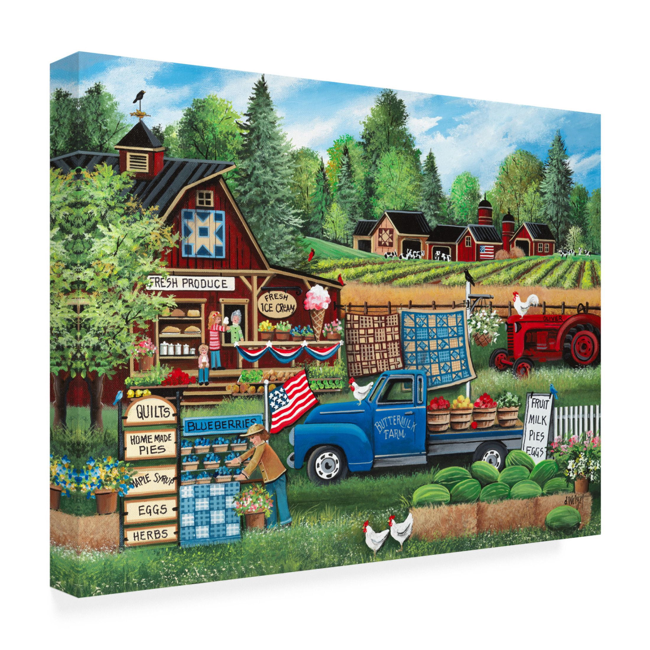 Canvas Wall Art - Debbi Wetzel 'Buttermilk Farm Summer' Wall Art for Living Room, Bedroom, or Office Décor by Trademark Fine Art - 32 x 24 Inches