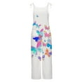thumbnail image 5 of Dyegold Jumpsuits for Women Casual, Dressy Jumpsuits for Women Fashion Comfy Summer Trousers Feather Print Loose Square Neck Sleeveless Rompers Overalls, 5 of 6