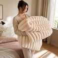 thumbnail image 7 of Plush Faux Rabbit Fur Throw Blanket – 60" × 80" Thick & Warm, Ultra Soft Fluffy Blanket for Couch, Bed, Sofa, Ideal Gift for Women (White), 7 of 7